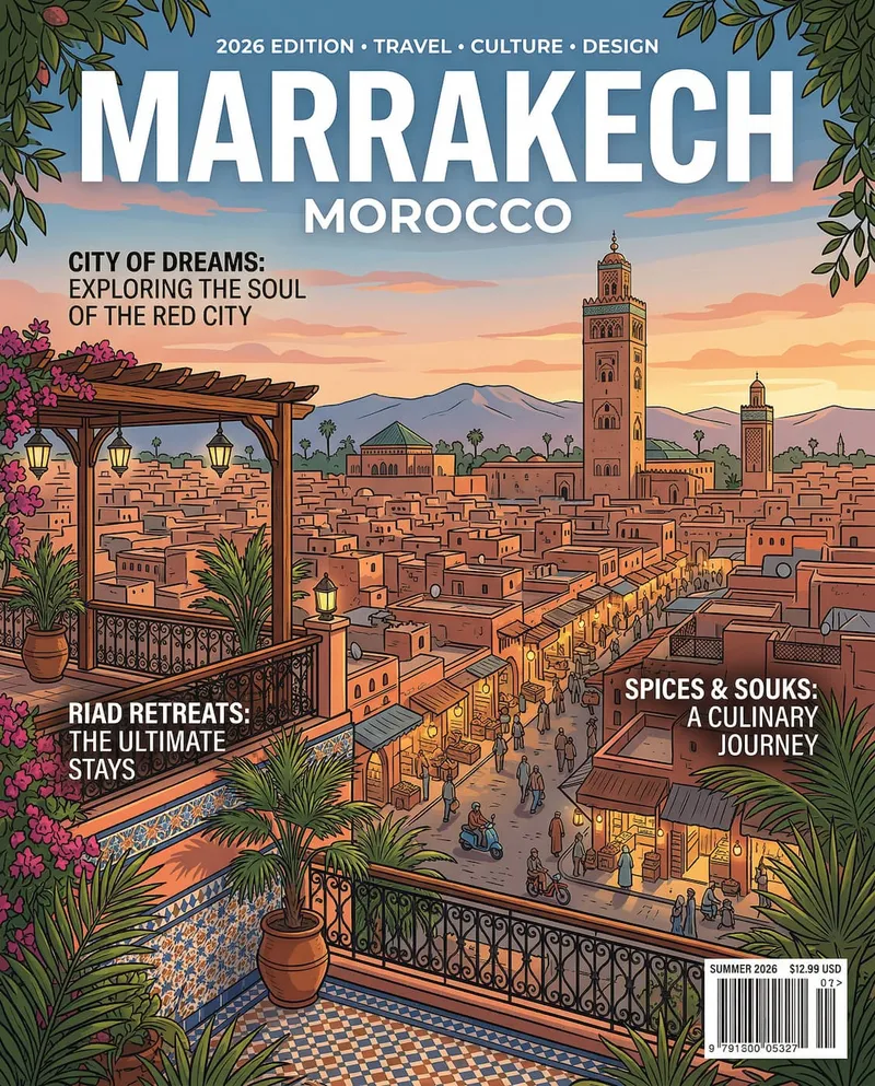 Résultat obtenu avec ce prompt : Couverture Marrakech